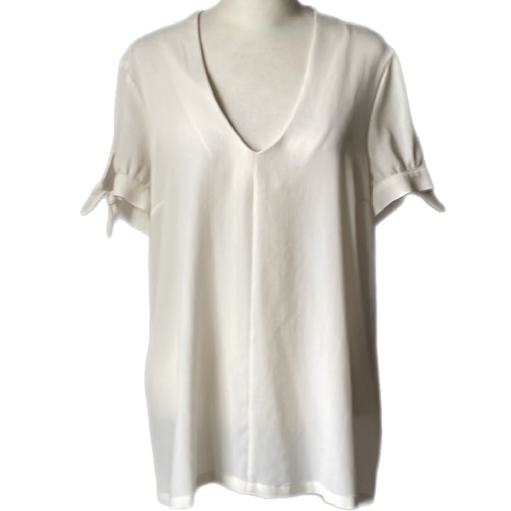 Modcloth Crepe Cream V-Neck Blouse